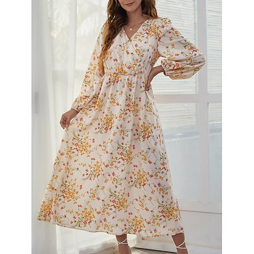 Women's Party Dress Swing Dress Floral Dress Midi Dress Black Navy Blue Apricot Long Sleeve Flower Print Winter Fall Spring V Neck Fashion Party Evening Party Loose Fit 2023 S M L XL XXL
Women's Party Dress Swing Dress Floral Dress Midi Dress Black Navy Blue Apricot Long Sleeve Flower Print Winter Fall Spring V Neck Fashion Party Evening Party Loose Fit 2023 S M L XL XXL