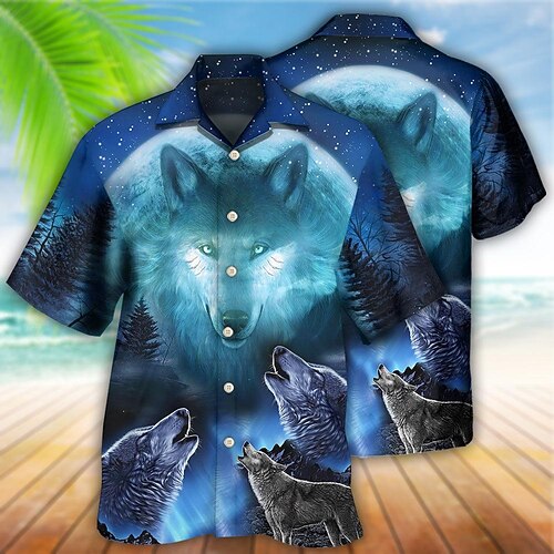 Men's Shirt Summer Hawaiian Shirt Animal Wolf Graphic Prints Turndown Blue Casual Holiday Short Sleeve Button-Down Print Clothing Apparel Tropical Fashion Hawaiian Soft
Men's Shirt Summer Hawaiian Shirt Animal Wolf Graphic Prints Turndown Blue Casual Holiday Short Sleeve Button-Down Print Clothing Apparel Tropical Fashion Hawaiian Soft