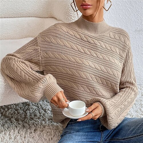 Dame Pullover genser Jumper Kabel Strikke Strikket Ren farge Høy krage Stilfull Fritid utendørs Daglig Vinter Høst Svart Lilla S M L
Dame Pullover genser Jumper Kabel Strikke Strikket Ren farge Høy krage Stilfull Fritid utendørs Daglig Vinter Høst Svart Lilla S M L