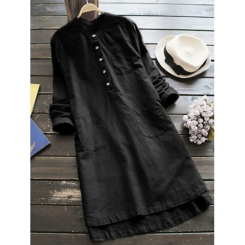 Women's Casual Dress Shirt Dress Mini Dress Black Red Blue Long Sleeve Pure Color Button Spring Summer Crew Neck Classic Daily Weekend 2023 M L XL 2XL 3XL
Women's Casual Dress Shirt Dress Mini Dress Black Red Blue Long Sleeve Pure Color Button Spring Summer Crew Neck Classic Daily Weekend 2023 M L XL 2XL 3XL