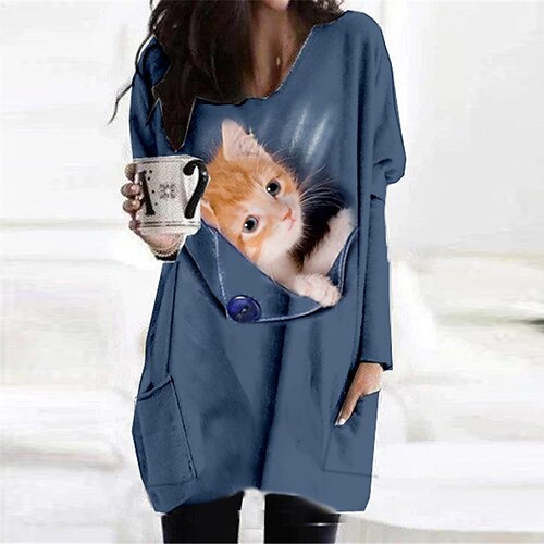 Women's Casual Dress T Shirt Dress Tee Dress Shift Dress Mini Dress Blue Green Grey Long Sleeve Animal Pocket Winter Fall Spring Crew Neck Fashion Daily Loose Fit 2023 S M L XL XXL 3XL
Women's Casual Dress T Shirt Dress Tee Dress Shift Dress Mini Dress Blue Green Grey Long Sleeve Animal Pocket Winter Fall Spring Crew Neck Fashion Daily Loose Fit 2023 S M L XL XXL 3XL
