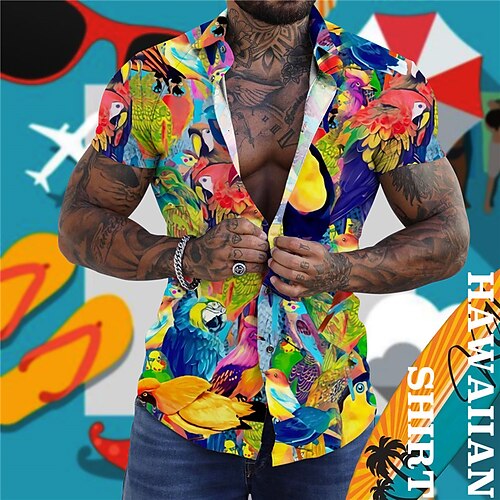 Men's Shirt Graphic Prints Parrot Leaves Turndown Blue Green Street Casual Short Sleeves Button-Down Print Clothing Apparel Tropical Fashion Designer Hawaiian
Men's Shirt Graphic Prints Parrot Leaves Turndown Blue Green Street Casual Short Sleeves Button-Down Print Clothing Apparel Tropical Fashion Designer Hawaiian