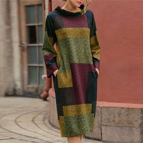 Women's Casual Dress Shift Dress Midi Dress Pink Red Green Long Sleeve Color Block Pocket Winter Fall Spring Stand Collar Fashion Daily Loose Fit 2023 M L XL XXL
Women's Casual Dress Shift Dress Midi Dress Pink Red Green Long Sleeve Color Block Pocket Winter Fall Spring Stand Collar Fashion Daily Loose Fit 2023 M L XL XXL