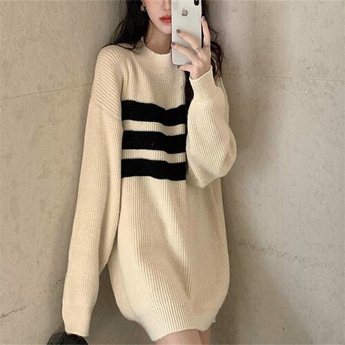 Women's Pullover Jumper Waffle Knit Hollow Out Striped Crew Neck Casual Daily Weekend Winter Fall White Black One-Size
Women's Pullover Jumper Waffle Knit Hollow Out Striped Crew Neck Casual Daily Weekend Winter Fall White Black One-Size