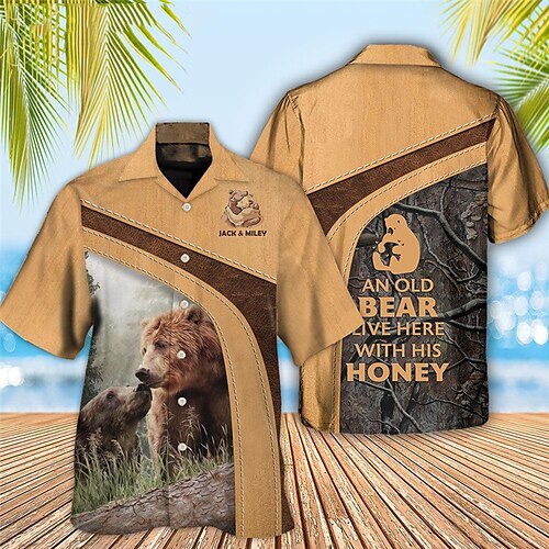 Men's Shirt Summer Hawaiian Shirt Animal Letter Bear Graphic Prints Turndown Khaki Casual Holiday Short Sleeve Button-Down Print Clothing Apparel Tropical Fashion Hawaiian Soft
Men's Shirt Summer Hawaiian Shirt Animal Letter Bear Graphic Prints Turndown Khaki Casual Holiday Short Sleeve Button-Down Print Clothing Apparel Tropical Fashion Hawaiian Soft
