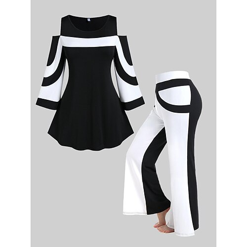 Women's Tops Set Color Block Patchwork Long Sleeve Crew Neck Fashion Modern Vacation Going out Polyester Winter Fall Black
Women's Tops Set Color Block Patchwork Long Sleeve Crew Neck Fashion Modern Vacation Going out Polyester Winter Fall Black