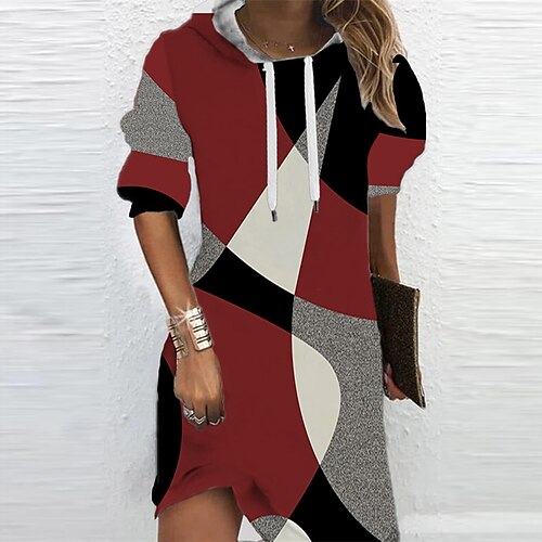 Women's Casual Dress Hoodie Dress Shift Dress Mini Dress Red Long Sleeve Geometric Print Winter Fall Spring Hooded Fashion Daily Date 2022 S M L XL XXL 3XL
Women's Casual Dress Hoodie Dress Shift Dress Mini Dress Red Long Sleeve Geometric Print Winter Fall Spring Hooded Fashion Daily Date 2022 S M L XL XXL 3XL