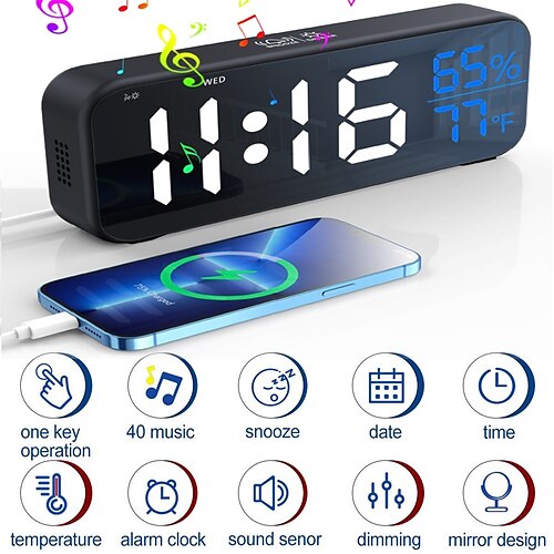 Smart Voice Contrl Alarm Clock Table Watch Temperature Humidity Display Brightness SoundAdjustable 18 Music Wake-Up Snooze
Smart Voice Contrl Alarm Clock Table Watch Temperature Humidity Display Brightness SoundAdjustable 18 Music Wake-Up Snooze