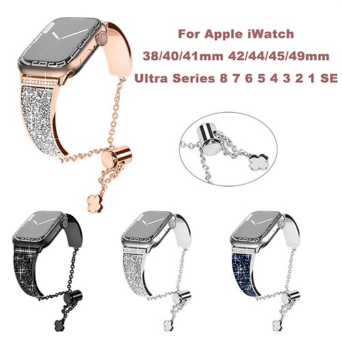 1 PCS Smart Watch Band Compatible with Apple iWatch 38/40/41mm 42/44/45/49mm Ultra Series 8 7 6 5 4 3 2 1 SE Metal Band Jewelry Bracelet for iWatch Smartwatch Strap Wristband Alloy Luxury Adjustable
1 PCS Smart Watch Band Compatible with Apple iWatch 38/40/41mm 42/44/45/49mm Ultra Series 8 7 6 5 4 3 2 1 SE Metal Band Jewelry Bracelet for iWatch Smartwatch Strap Wristband Alloy Luxury Adjustable