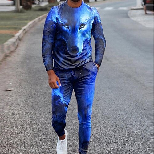 Men's Tracksuit Sweatsuit Hoodies Set Blue Crew Neck Graphic Animal Wolf 2 Piece Print Sports Outdoor Casual Sports 3D Print Basic Streetwear Sportswear Fall Spring Clothing Apparel Hoodies
Men's Tracksuit Sweatsuit Hoodies Set Blue Crew Neck Graphic Animal Wolf 2 Piece Print Sports Outdoor Casual Sports 3D Print Basic Streetwear Sportswear Fall Spring Clothing Apparel Hoodies