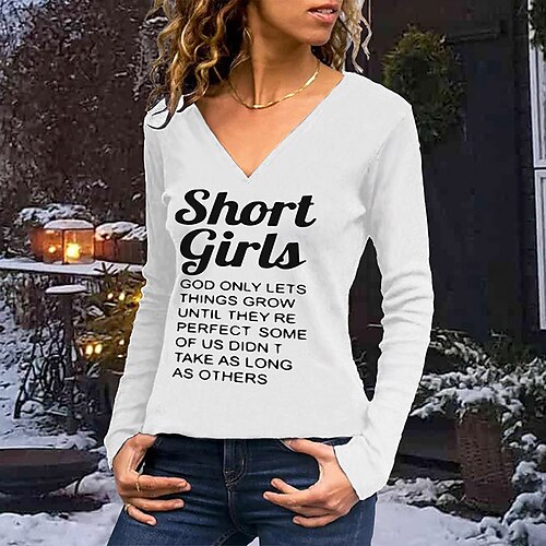 Dame T-shirt Sort Hvid Rød Tekst Trykt mønster Langærmet Daglig Weekend Basale V-hals Normal Maleri S
Dame T-shirt Sort Hvid Rød Tekst Trykt mønster Langærmet Daglig Weekend Basale V-hals Normal Maleri S