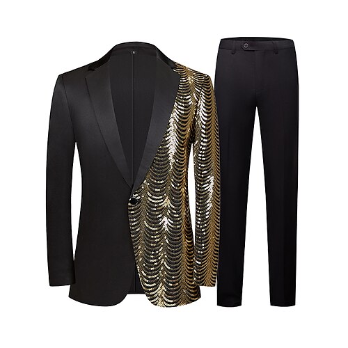 Nero Uomo Feste Graduazione Strass Da discoteca Scintillante Smoking Set da 2 pezzi Dentellato Lustrini Taglio standard Monopetto - 1 bottone 2023
Nero Uomo Feste Graduazione Strass Da discoteca Scintillante Smoking Set da 2 pezzi Dentellato Lustrini Taglio standard Monopetto - 1 bottone 2023