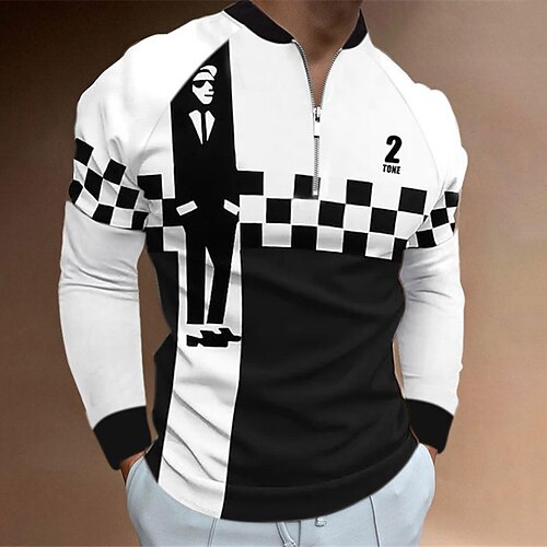 Herre POLO Trøje Golftrøje Plæd / Tern Grafiske tryk Portræt Høj krave Sort Hvid udendørs Gade Langærmet Lynlås Trykt mønster Tøj Mode Designer Afslappet Åndbart
Herre POLO Trøje Golftrøje Plæd / Tern Grafiske tryk Portræt Høj krave Sort Hvid udendørs Gade Langærmet Lynlås Trykt mønster Tøj Mode Designer Afslappet Åndbart