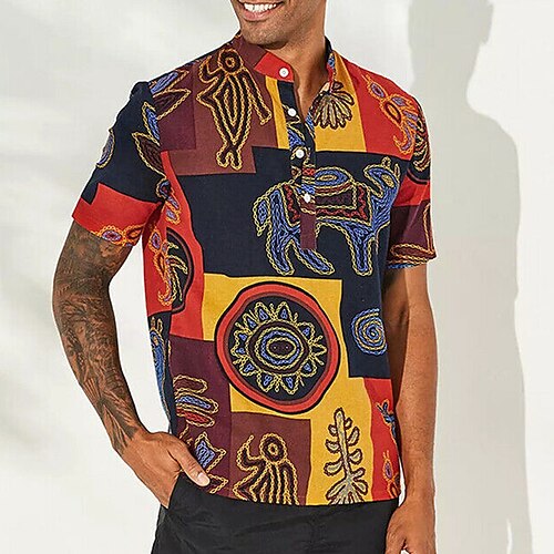 Herre Henley-skjorte Sommer skjorte Casual skjorte Gul Rød Kortærmet Dyr Blomst Stående krave udendørs Dagligdagstøj Knap Tøj Etnisk Afslappet Komfort
Herre Henley-skjorte Sommer skjorte Casual skjorte Gul Rød Kortærmet Dyr Blomst Stående krave udendørs Dagligdagstøj Knap Tøj Etnisk Afslappet Komfort
