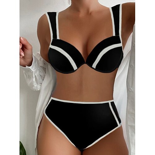 Mulheres Roupa de Banho Biquíni 2 partes Normal roupa de banho Estampado Bloco de cor Preto Com Alças Fatos de banho Sensual Férias Sensual
Mulheres Roupa de Banho Biquíni 2 partes Normal roupa de banho Estampado Bloco de cor Preto Com Alças Fatos de banho Sensual Férias Sensual