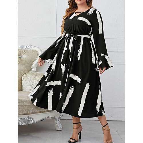 Mulheres Tamanho Grande Vestido casual Gráfico Decote V Manga Longa Outono Primavera Elegante Casual Vestido midi Diário Para Noite Vestido
Mulheres Tamanho Grande Vestido casual Gráfico Decote V Manga Longa Outono Primavera Elegante Casual Vestido midi Diário Para Noite Vestido