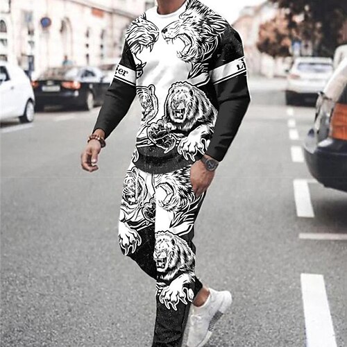 Men's Tracksuit Hoodies Set Dark Gray Crew Neck Graphic Animal Lion 2 Piece Print Sports Outdoor Casual Sports 3D Print Basic Streetwear Sportswear Fall Spring Clothing Apparel Hoodies Sweatshirts
Men's Tracksuit Hoodies Set Dark Gray Crew Neck Graphic Animal Lion 2 Piece Print Sports Outdoor Casual Sports 3D Print Basic Streetwear Sportswear Fall Spring Clothing Apparel Hoodies Sweatshirts
