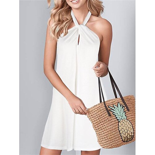 Women's Casual Dress Mini Dress Black White Gray Sleeveless Pure Color Backless Winter Fall Spring Halter Fashion Daily Date Slim 2023 S M L XL XXL
Women's Casual Dress Mini Dress Black White Gray Sleeveless Pure Color Backless Winter Fall Spring Halter Fashion Daily Date Slim 2023 S M L XL XXL