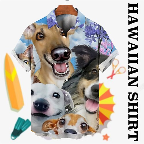 Men's Shirt Summer Hawaiian Shirt Animal Dog Graphic Prints Turndown Blue Beige Street Casual Short Sleeves Button-Down Print Clothing Apparel Tropical Fashion Hawaiian Designer
Men's Shirt Summer Hawaiian Shirt Animal Dog Graphic Prints Turndown Blue Beige Street Casual Short Sleeves Button-Down Print Clothing Apparel Tropical Fashion Hawaiian Designer