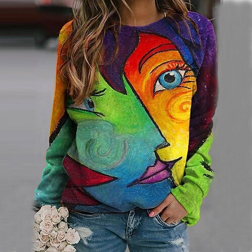 Women's T shirt Tee Rainbow Portrait Print Long Sleeve Daily Weekend Basic Round Neck Regular Portrait S
Women's T shirt Tee Rainbow Portrait Print Long Sleeve Daily Weekend Basic Round Neck Regular Portrait S