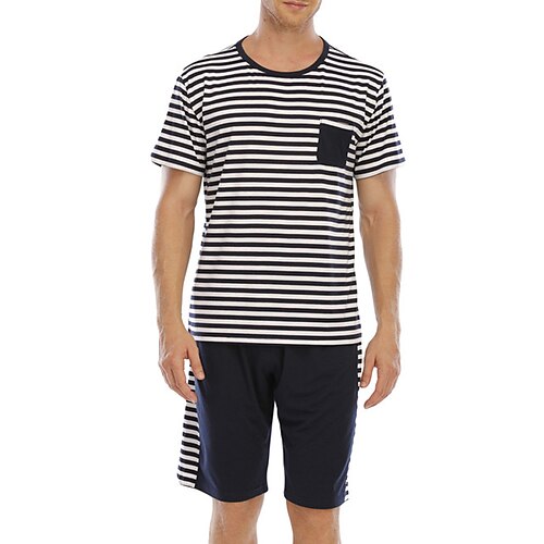 Herre lounge Pyjamas Sett Pyjamas topp og shorts 1set Stripe Stilfull Fritid Komfort Hjem Daglig Seng Polyester Komfort Myk Crew-hals Kortermet T skjorte Shorts Vår Sommer Rød Kongeblå
Herre lounge Pyjamas Sett Pyjamas topp og shorts 1set Stripe Stilfull Fritid Komfort Hjem Daglig Seng Polyester Komfort Myk Crew-hals Kortermet T skjorte Shorts Vår Sommer Rød Kongeblå