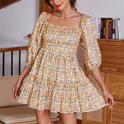 Women's Casual Dress Sheath Dress Tiered Dress Mini Dress Orange Half Sleeve Floral Ruched Winter Fall Spring Square Neck Fashion Daily Vacation Fall Dress Slim 2023 S M L
Women's Casual Dress Sheath Dress Tiered Dress Mini Dress Orange Half Sleeve Floral Ruched Winter Fall Spring Square Neck Fashion Daily Vacation Fall Dress Slim 2023 S M L