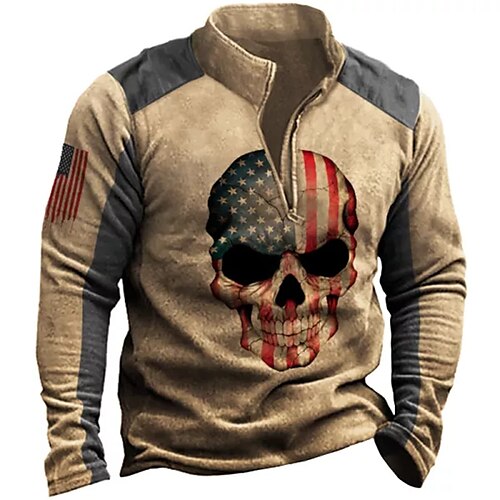 Men's Zip Up Sweatshirt Pullover Brown Half Zip Skull Graphic Prints Zipper Print Daily Sports 3D Print Basic Designer Casual Spring Fall Clothing Apparel Hoodies Sweatshirts
Men's Zip Up Sweatshirt Pullover Brown Half Zip Skull Graphic Prints Zipper Print Daily Sports 3D Print Basic Designer Casual Spring Fall Clothing Apparel Hoodies Sweatshirts