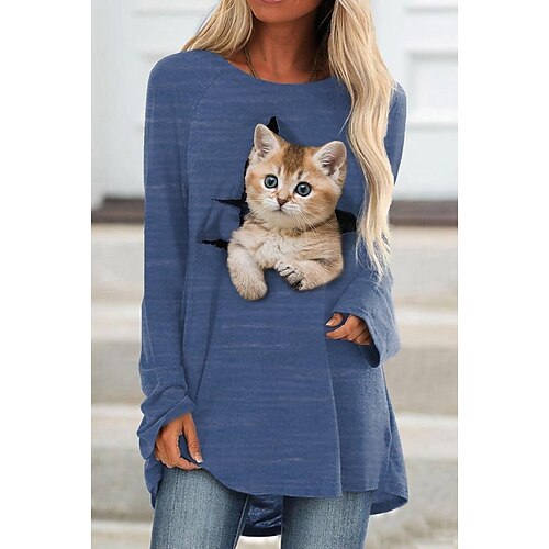 Mulheres T-shirt vestido Camiseta Preto Branco Azul Gato Cachorro Imprimir Manga Longa Diário Para Noite Básico Boho Decote Redondo Longo S
Mulheres T-shirt vestido Camiseta Preto Branco Azul Gato Cachorro Imprimir Manga Longa Diário Para Noite Básico Boho Decote Redondo Longo S