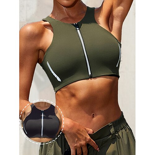 Women's High Support Sports Bra Running Bra Zip Front Bra Top Padded Yoga Fitness Gym Workout High Impact Breathable Soft Spandex Black Army Green Solid Colored
Women's High Support Sports Bra Running Bra Zip Front Bra Top Padded Yoga Fitness Gym Workout High Impact Breathable Soft Spandex Black Army Green Solid Colored