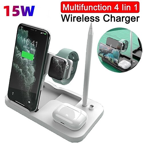 Wireless Charger 15 W Output Power 1 Port Wireless Charging Stand Fast Wireless Charging Lightweight Magnetic For Apple Watch Cellphone Smart Watch 1 PCS
Wireless Charger 15 W Output Power 1 Port Wireless Charging Stand Fast Wireless Charging Lightweight Magnetic For Apple Watch Cellphone Smart Watch 1 PCS