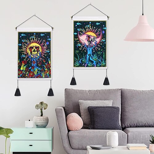 Pack of 2 Sun and Moon Woven Wall Tapestry Bohemian Plant Art Decor Wall Hanging Home Bedroom Living Room Decoration Nordic Cotton Linen Tassel 14x 20
Pack of 2 Sun and Moon Woven Wall Tapestry Bohemian Plant Art Decor Wall Hanging Home Bedroom Living Room Decoration Nordic Cotton Linen Tassel 14x 20