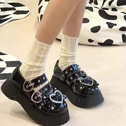 Dame Sko Rund tå Mary Jane sko Punk Lolita Punk og gotisk Tykk hæl Sko Lolita Svart Hvit PU lær
Dame Sko Rund tå Mary Jane sko Punk Lolita Punk og gotisk Tykk hæl Sko Lolita Svart Hvit PU lær