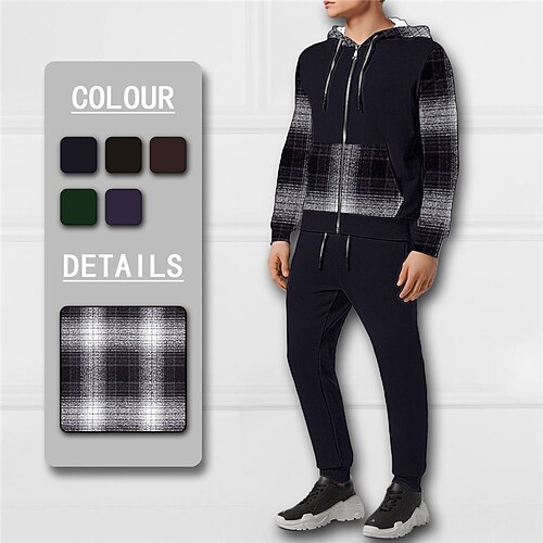 Men's Tracksuit Hoodies Set Full Zip Hoodie Red Purple Brown Green Gray Hooded Graphic Plaid Checkered Zipper 2 Piece Print Sports Outdoor Casual Sports 3D Print Basic Streetwear Designer Fall
Men's Tracksuit Hoodies Set Full Zip Hoodie Red Purple Brown Green Gray Hooded Graphic Plaid Checkered Zipper 2 Piece Print Sports Outdoor Casual Sports 3D Print Basic Streetwear Designer Fall