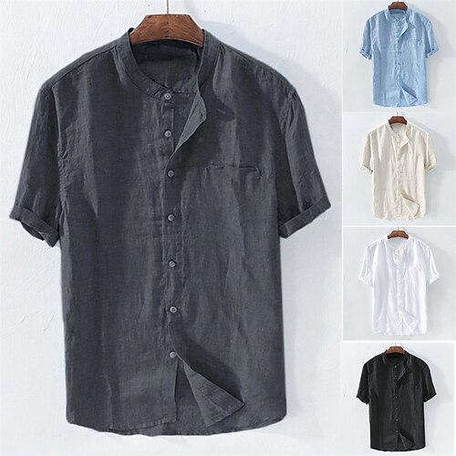Men's Linen Shirt Summer Shirt Beach Shirt Standing Collar Spring Summer Short Sleeve Apricot Black White Plain Outdoor Daily Clothing Apparel Button-Down
Men's Linen Shirt Summer Shirt Beach Shirt Standing Collar Spring Summer Short Sleeve Apricot Black White Plain Outdoor Daily Clothing Apparel Button-Down