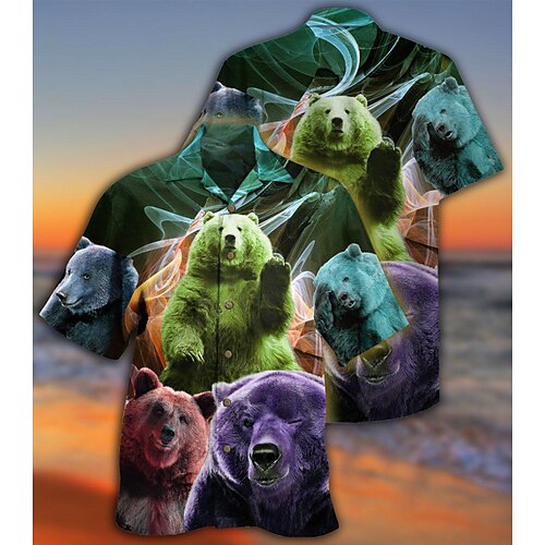 Men's Shirt Summer Hawaiian Shirt Animal Bear Graphic Prints Turndown Green Casual Holiday Short Sleeve Button-Down Print Clothing Apparel Tropical Fashion Hawaiian Soft
Men's Shirt Summer Hawaiian Shirt Animal Bear Graphic Prints Turndown Green Casual Holiday Short Sleeve Button-Down Print Clothing Apparel Tropical Fashion Hawaiian Soft