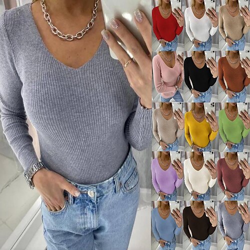 Women's Shirt Blouse Dark Khaki Light Khaki caramel Plain Crochet Long Sleeve Casual Basic V Neck Regular S
Women's Shirt Blouse Dark Khaki Light Khaki caramel Plain Crochet Long Sleeve Casual Basic V Neck Regular S