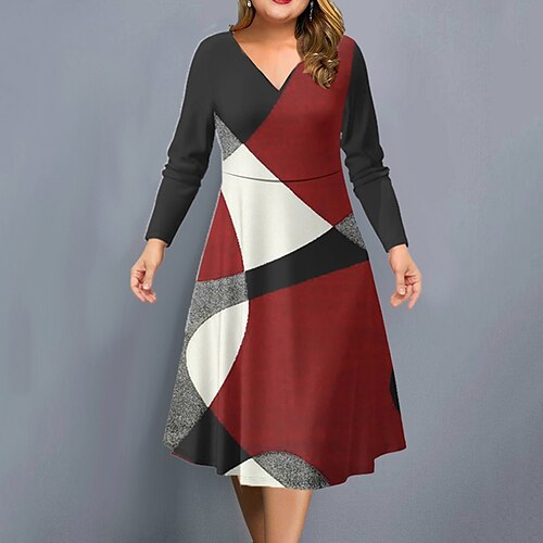 Women's Casual Dress Work Dress Swing Dress Midi Dress Black Blue Wine Long Sleeve Geometric Print Winter Fall Spring V Neck Fashion Office Daily Weekend 2022 S M L XL 2XL 3XL 4XL 5XL 6XL
Women's Casual Dress Work Dress Swing Dress Midi Dress Black Blue Wine Long Sleeve Geometric Print Winter Fall Spring V Neck Fashion Office Daily Weekend 2022 S M L XL 2XL 3XL 4XL 5XL 6XL