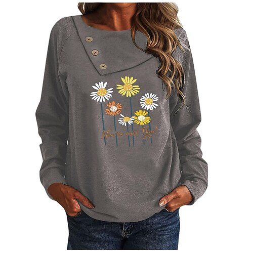 Women's Blouse Black Wine Gray Floral Button Print Long Sleeve Casual Holiday Basic Round Neck Regular Cotton Floral S
Women's Blouse Black Wine Gray Floral Button Print Long Sleeve Casual Holiday Basic Round Neck Regular Cotton Floral S
