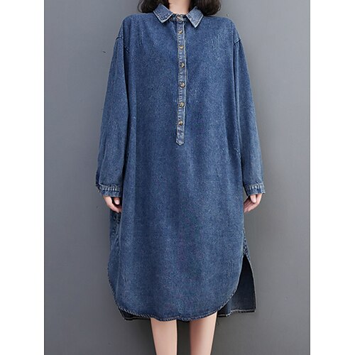 Women's Shift Dress Denim Dress Mini Dress Blue Long Sleeve Pure Color Button Winter Fall Spring Shirt Collar Fashion Daily Vacation Weekend 2022 M L XL XXL
Women's Shift Dress Denim Dress Mini Dress Blue Long Sleeve Pure Color Button Winter Fall Spring Shirt Collar Fashion Daily Vacation Weekend 2022 M L XL XXL