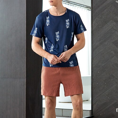 Herre lounge Pyjamas Sett Pyjamas topp og shorts 1set Dyr Stilfull Fritid Komfort Hjem Daglig Seng Polyester Komfort Myk Crew-hals Kortermet T skjorte Shorts Vår Sommer Kongeblå
Herre lounge Pyjamas Sett Pyjamas topp og shorts 1set Dyr Stilfull Fritid Komfort Hjem Daglig Seng Polyester Komfort Myk Crew-hals Kortermet T skjorte Shorts Vår Sommer Kongeblå