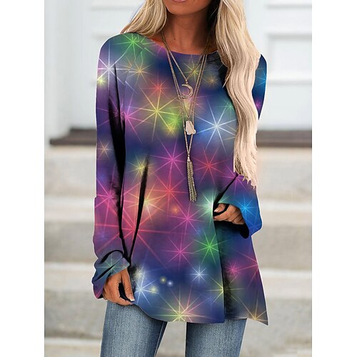 Women's T shirt Tee Pink Blue Purple Graphic Floral Ruffle Print Long Sleeve Holiday Weekend Basic V Neck Long Floral Painting S
Women's T shirt Tee Pink Blue Purple Graphic Floral Ruffle Print Long Sleeve Holiday Weekend Basic V Neck Long Floral Painting S