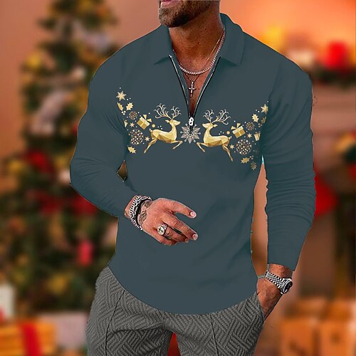 Men's Collar Polo Shirt Golf Shirt Animal Elk Turndown Black 3D Print Outdoor Christmas Long Sleeve Zipper Print Clothing Apparel Fashion Designer Casual Breathable
Men's Collar Polo Shirt Golf Shirt Animal Elk Turndown Black 3D Print Outdoor Christmas Long Sleeve Zipper Print Clothing Apparel Fashion Designer Casual Breathable