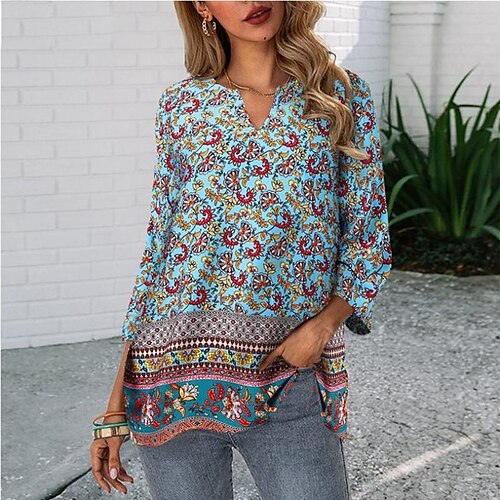 Women's Shirt Blouse Pink Blue khaki Floral Print Long Sleeve Casual Basic V Neck Regular Floral S
Women's Shirt Blouse Pink Blue khaki Floral Print Long Sleeve Casual Basic V Neck Regular Floral S