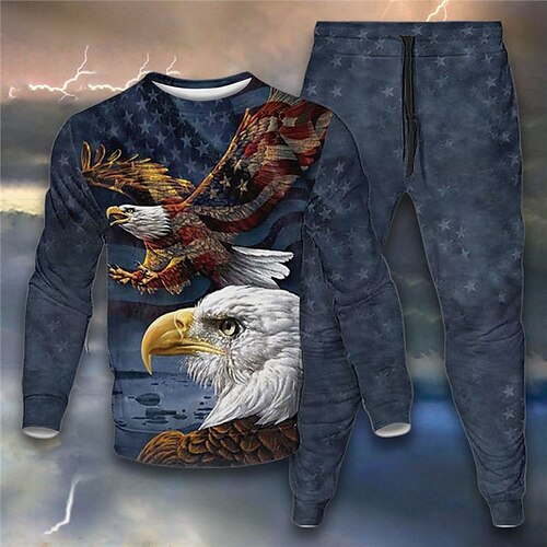 Men's Tracksuit Sweatsuit Hoodies Set Black Red Blue Purple Brown Crew Neck Graphic Animal Eagle 2 Piece Print Sports Outdoor Casual Sports 3D Print Basic Streetwear Sportswear Fall Spring Clothing
Men's Tracksuit Sweatsuit Hoodies Set Black Red Blue Purple Brown Crew Neck Graphic Animal Eagle 2 Piece Print Sports Outdoor Casual Sports 3D Print Basic Streetwear Sportswear Fall Spring Clothing
