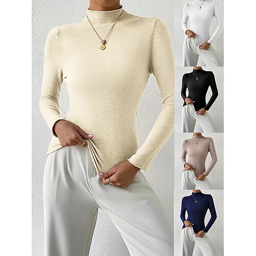 Women's Shirt Blouse Black Khaki Royal Blue Plain Long Sleeve Casual Daily Basic High Neck Regular S
Women's Shirt Blouse Black Khaki Royal Blue Plain Long Sleeve Casual Daily Basic High Neck Regular S