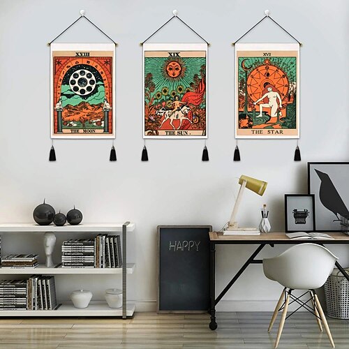 Boho Pack of 3 Tarot Divination Woven Bohemian Wall Tapestry Moon and Sun Art Decor Blanket Curtain Hanging Home Bedroom Living Room Decoration Nordic Cotton Linen Tassel 14x 20
Boho Pack of 3 Tarot Divination Woven Bohemian Wall Tapestry Moon and Sun Art Decor Blanket Curtain Hanging Home Bedroom Living Room Decoration Nordic Cotton Linen Tassel 14x 20