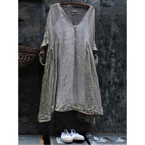 Women's Casual Dress Linen Dress Mini Dress Grey Half Sleeve Pure Color Ruched Winter Fall Spring V Neck Classic Daily Weekend 2022 S M L XL 2XL 3XL 4XL 5XL
Women's Casual Dress Linen Dress Mini Dress Grey Half Sleeve Pure Color Ruched Winter Fall Spring V Neck Classic Daily Weekend 2022 S M L XL 2XL 3XL 4XL 5XL