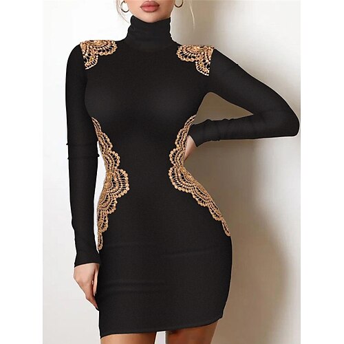 Women's Work Dress Bodycon Sheath Dress Mini Dress Black Long Sleeve Flower Print Winter Fall Spring Stand Collar Fashion Office 2022 S M L XL
Women's Work Dress Bodycon Sheath Dress Mini Dress Black Long Sleeve Flower Print Winter Fall Spring Stand Collar Fashion Office 2022 S M L XL