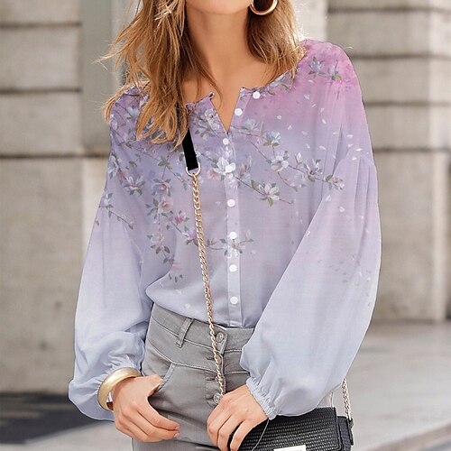 Chemise Chemisier Femme Blanche Rose Claire Bleu Floral Bouton Imprimer manche longue Casual du quotidien basique Col Rond Normal Standard Fleur S
Chemise Chemisier Femme Blanche Rose Claire Bleu Floral Bouton Imprimer manche longue Casual du quotidien basique Col Rond Normal Standard Fleur S