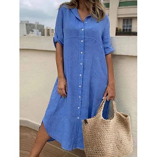 Women's Casual Dress Shirt Dress Denim Dress Midi Dress Blue 3/4 Length Sleeve Pure Color Button Winter Fall Spring Shirt Collar Fashion Daily Vacation Loose Fit 2023 S M L XL XXL 3XL
Women's Casual Dress Shirt Dress Denim Dress Midi Dress Blue 3/4 Length Sleeve Pure Color Button Winter Fall Spring Shirt Collar Fashion Daily Vacation Loose Fit 2023 S M L XL XXL 3XL